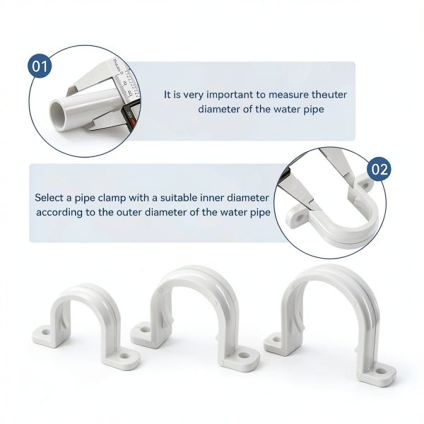 Oovivat PVC Pipe Clamps White PVC Material Easy Installation-1