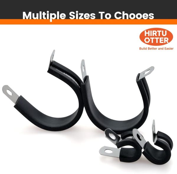 HirtuOtter Pipe Clamp 304 Stainless Steel Rubber Coated-5