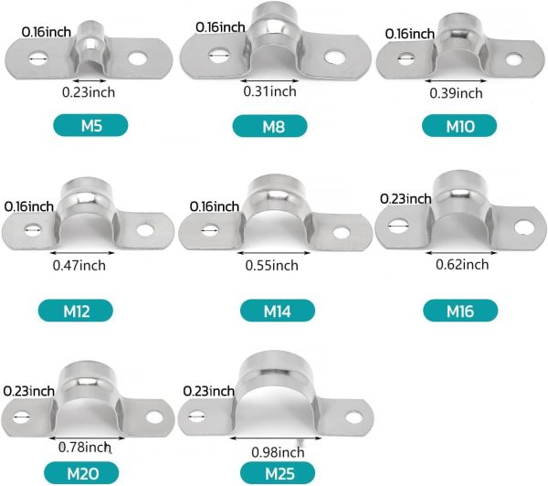Nayciiy Stainless Steel U Shape Pipe Clamp 8 Sizes-2