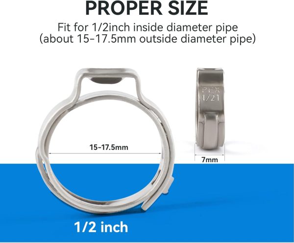 GUOFIS Stainless Steel PEX Cinch Clamp Rings Plumbing Tools-1