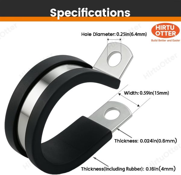 HirtuOtter Pipe Clamp 304 Stainless Steel Rubber Coated-1