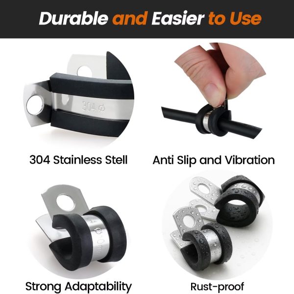 HirtuOtter Pipe Clamp 304 Stainless Steel Rubber Coated-2