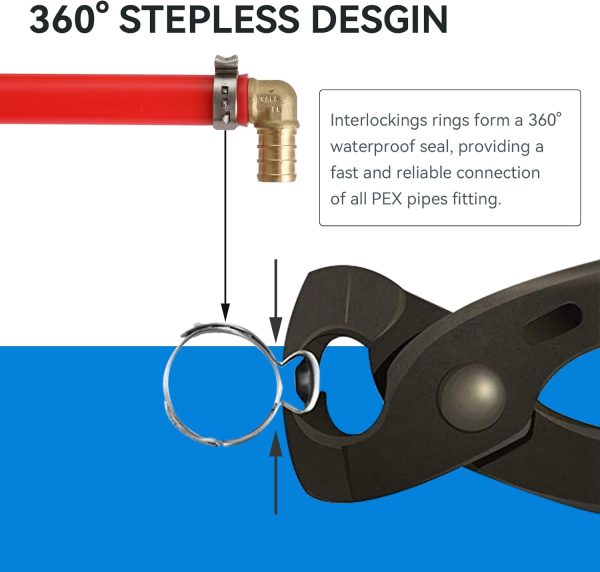 GUOFIS PEX Cinch Clamp Rings 304 Stainless Steel Plumbing-3