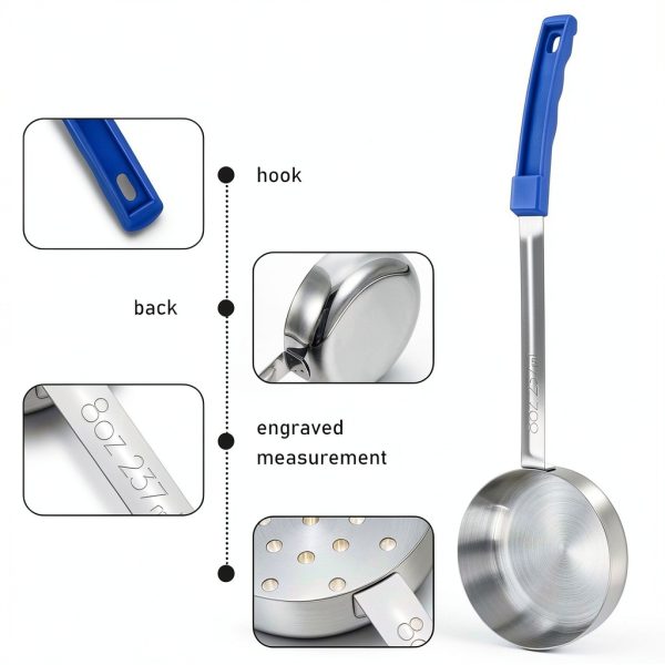 Teenyyou Stainless Steel Portion Ladle Set 4‑8 oz Long Grip 4 Colors-2