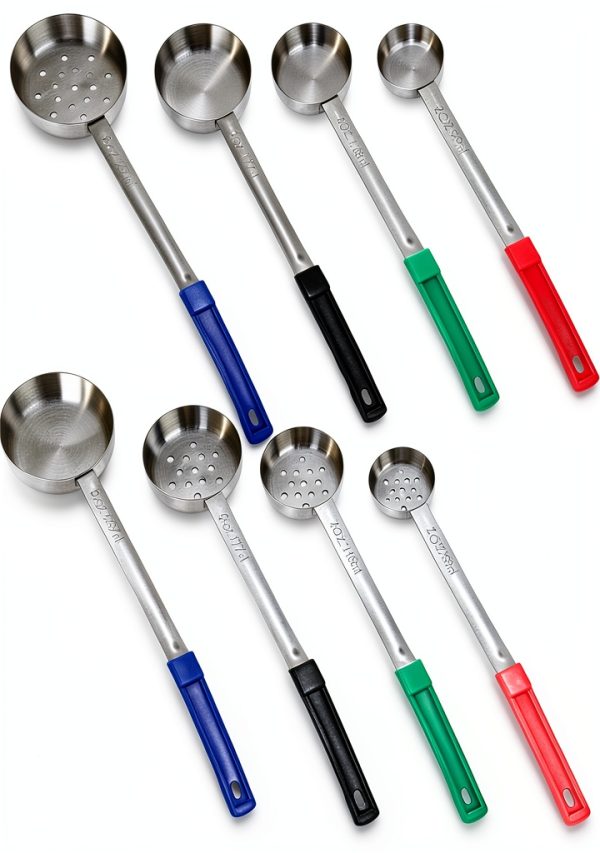 Teenyyou Stainless Steel Portion Ladle Set 4‑8 oz Long Grip 4 Colors-0