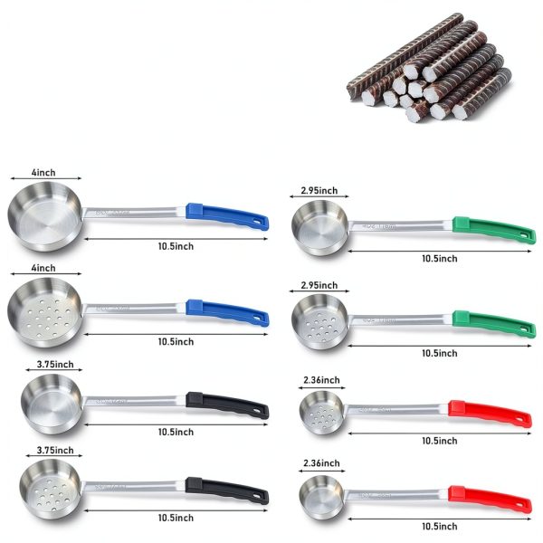 Teenyyou Stainless Steel Portion Ladle Set 4‑8 oz Long Grip 4 Colors-1