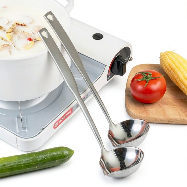 Soup Ladle 304 Stainless Steel Heavy Ladle with Pour Spout for Soups, Serving, Cooking, Stews and More 11.8 inch-4