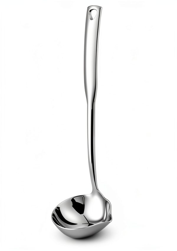 Soup Ladle 304 Stainless Steel Heavy Ladle with Pour Spout for Soups, Serving, Cooking, Stews and More 11.8 inch-1